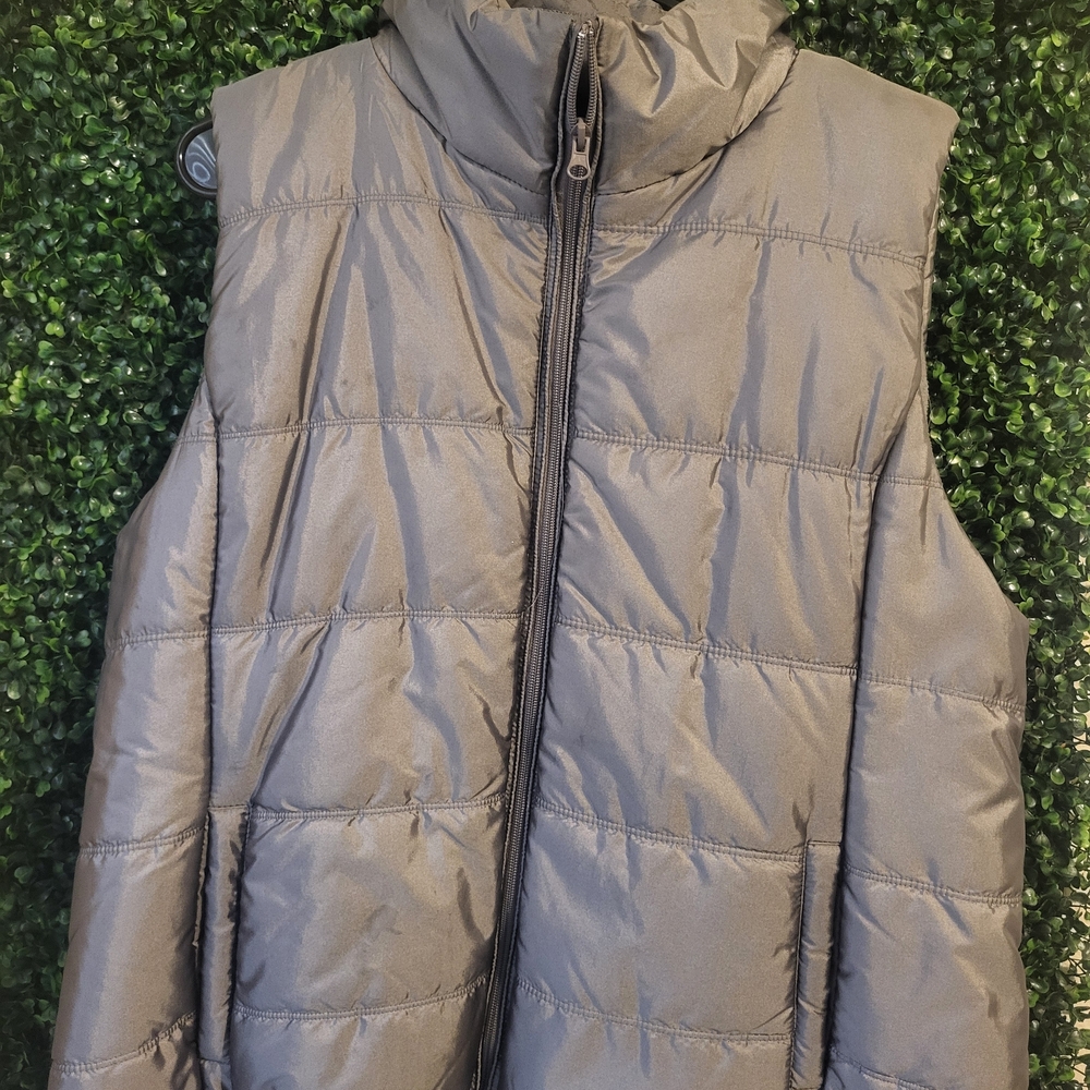 New York & Company Gray Silver Puffer Vest